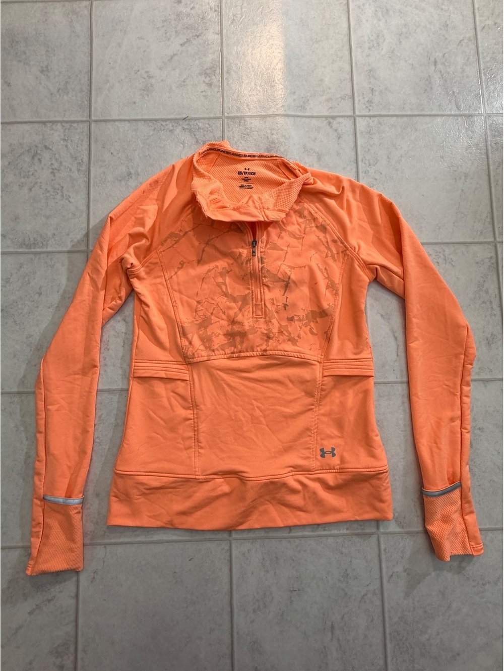 Under Armour orange fitted quarter zip top